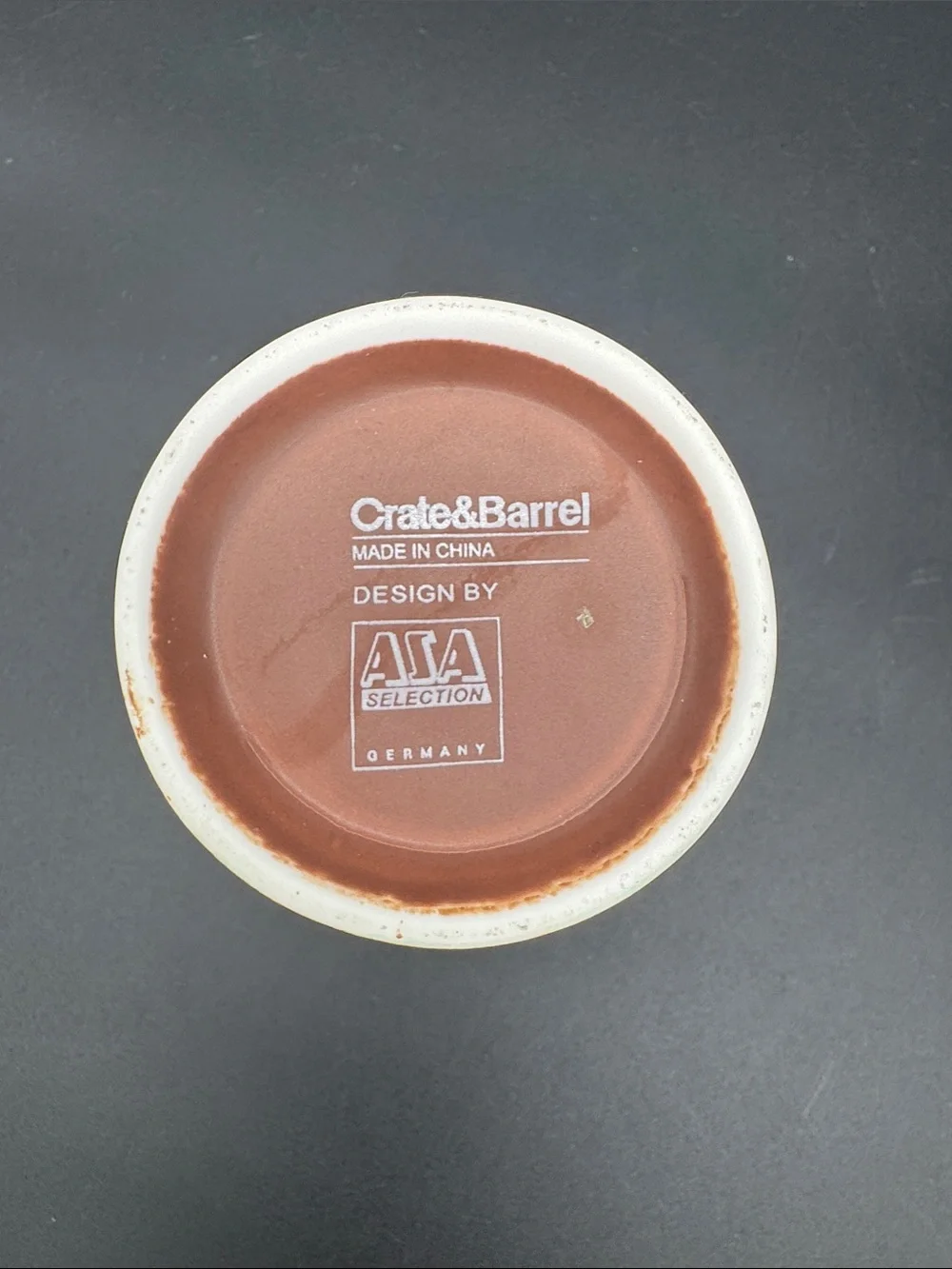 Crate & Barrel Two-Tone Brown and Cream Ceramic Mug Tumbler AIA Selection